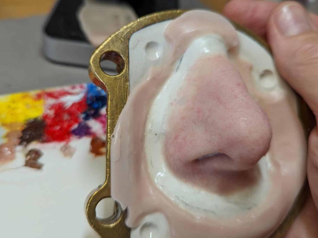 prosthetic nose being color matched