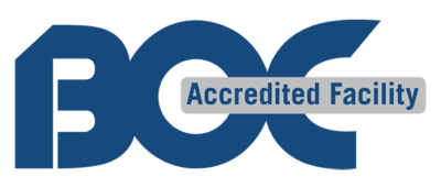 A blue and green background with the word accredited in it.