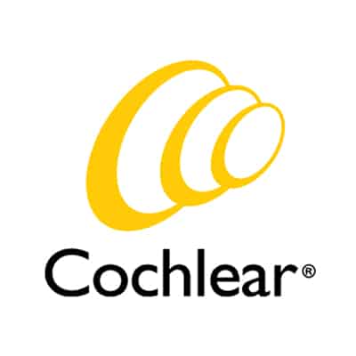 A yellow and black logo for cochlear.