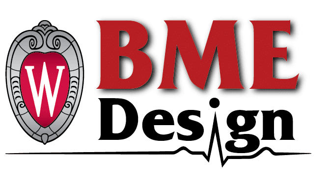 a logo with red text