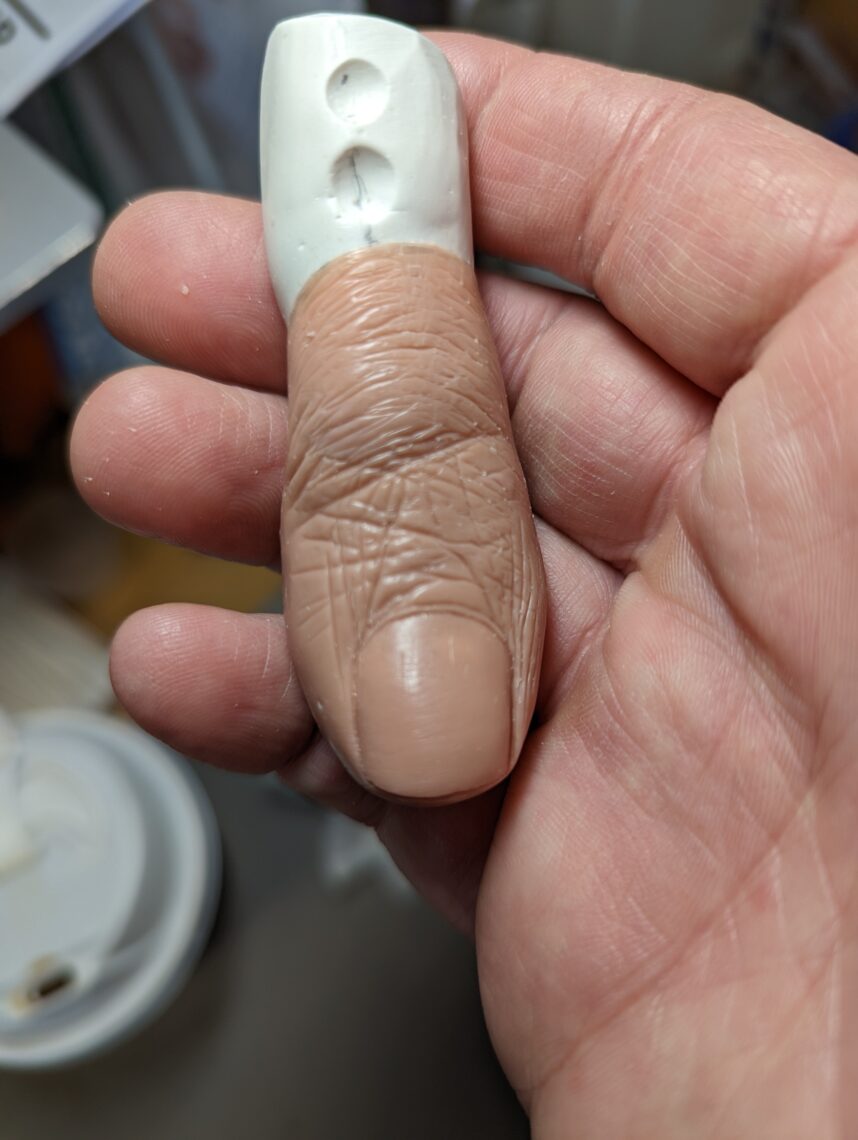 wax prototype of toe prosthetic