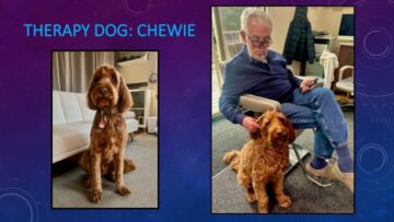 photos of man relaxing with dog during nasal prosthetic planning